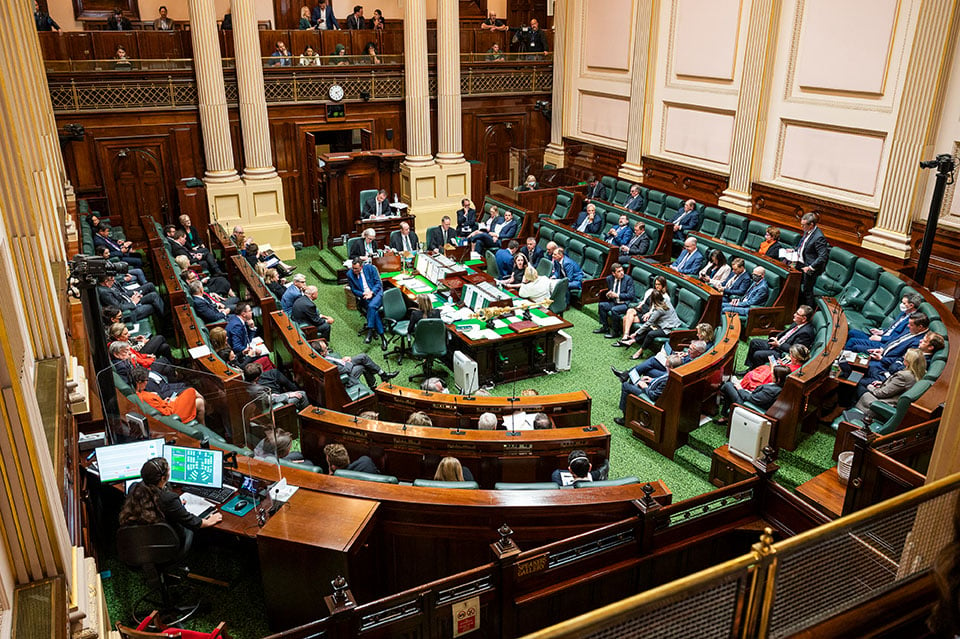 The Legislative Assembly chamber on a sitting day.