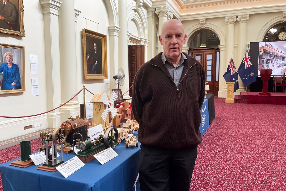 Victorian Men's Shed Association CEO, Derek O'Leary at the Parliament House showcase.