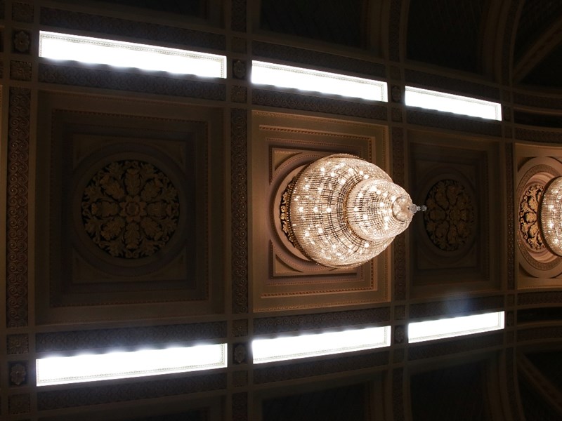 The Legislative Assembly chandeliers with LED lighting.