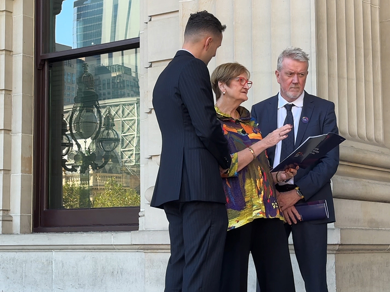At Parliament House, among those sharing their experience of cancer treatment and care were childhood cancer survivor Seamus Flagg together with representatives of the VCCC Alliance, Professor Sanchia Aranda and Professor David Ashley.