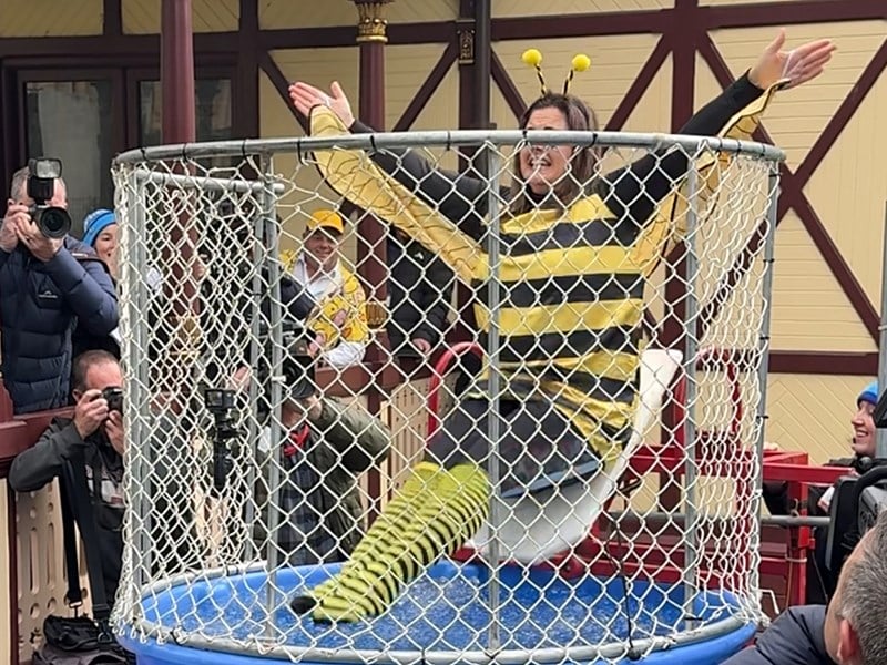 Member for Narre Warren North Belinda Wilson was the first MP to step up for dunking.