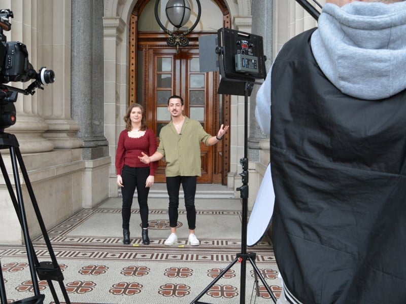 Filming of youth-led video project about parliament.