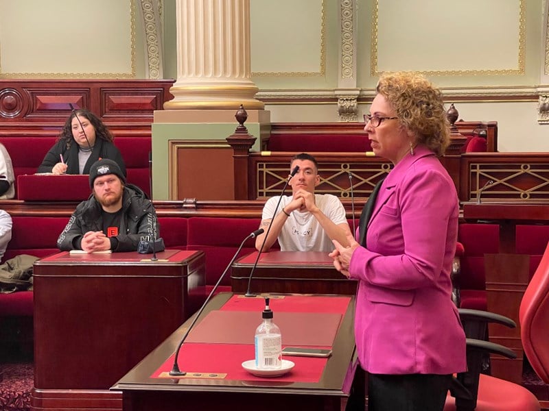 Legislative Council member Sonja Terpstra responded to student questions about an MP's work.